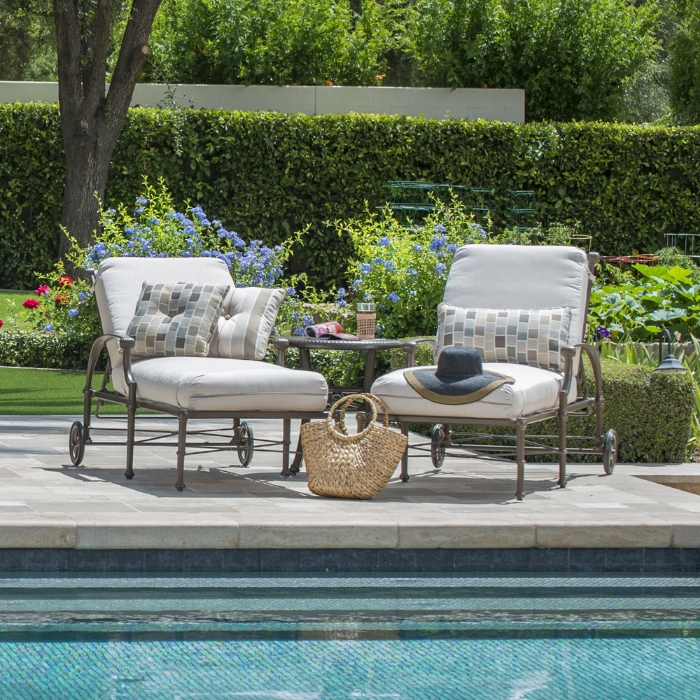 Woodard Delphi Cushion Chaise Lounge and Side Table Outdoor Furniture Set - WD-DELPHI-SET6