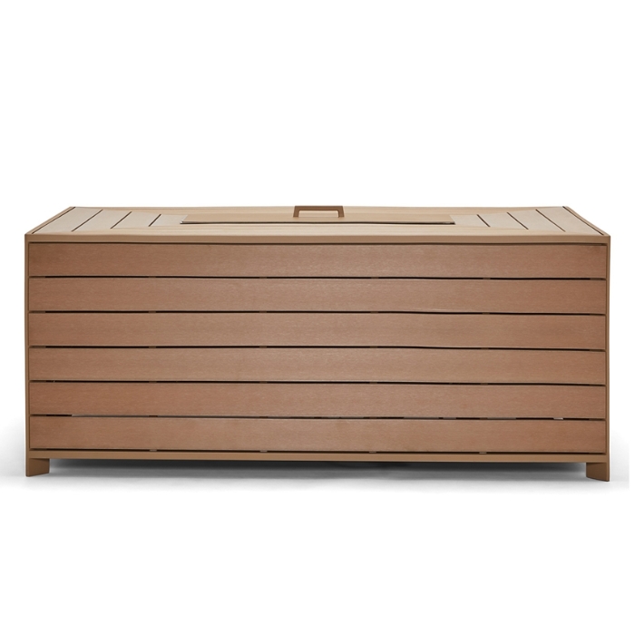 Woodard Essence NexTeak Rectangular Chat Height Fire Table front