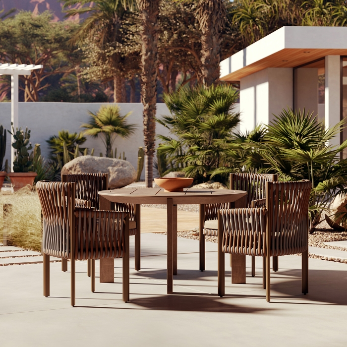 Woodard Eve Modern Rope Round Patio Dining Set - WD-EVE-SET3