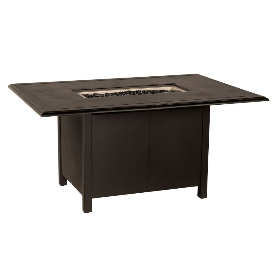 Woodard Solid Cast 60" x 42" Rectangular Dining Height Fire Table - 650LDN-09246FP