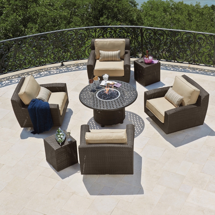 Thatch aluminum counter fire table