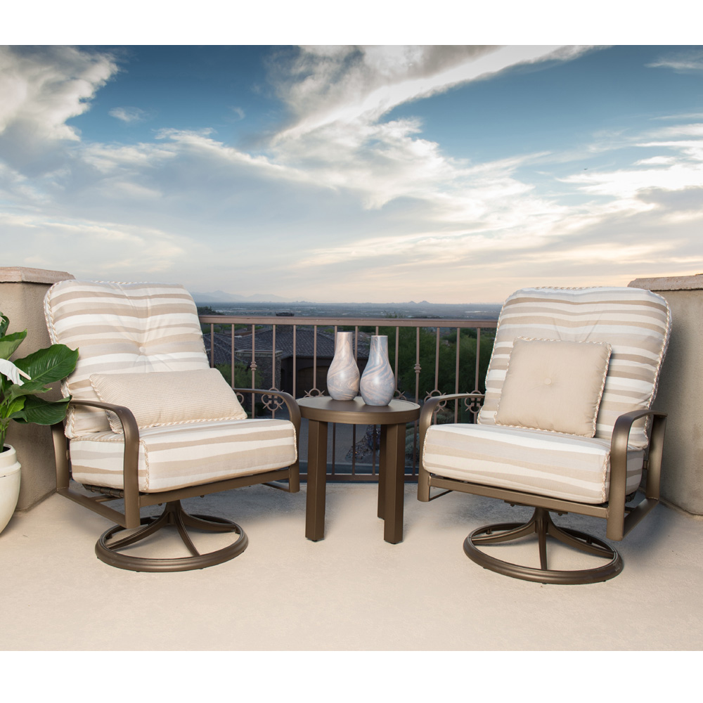 Woodard Freemont Aluminum Cushion Swivel Rocker Lounge Chair Set with Side Table - WD-FREEMONT-SET3