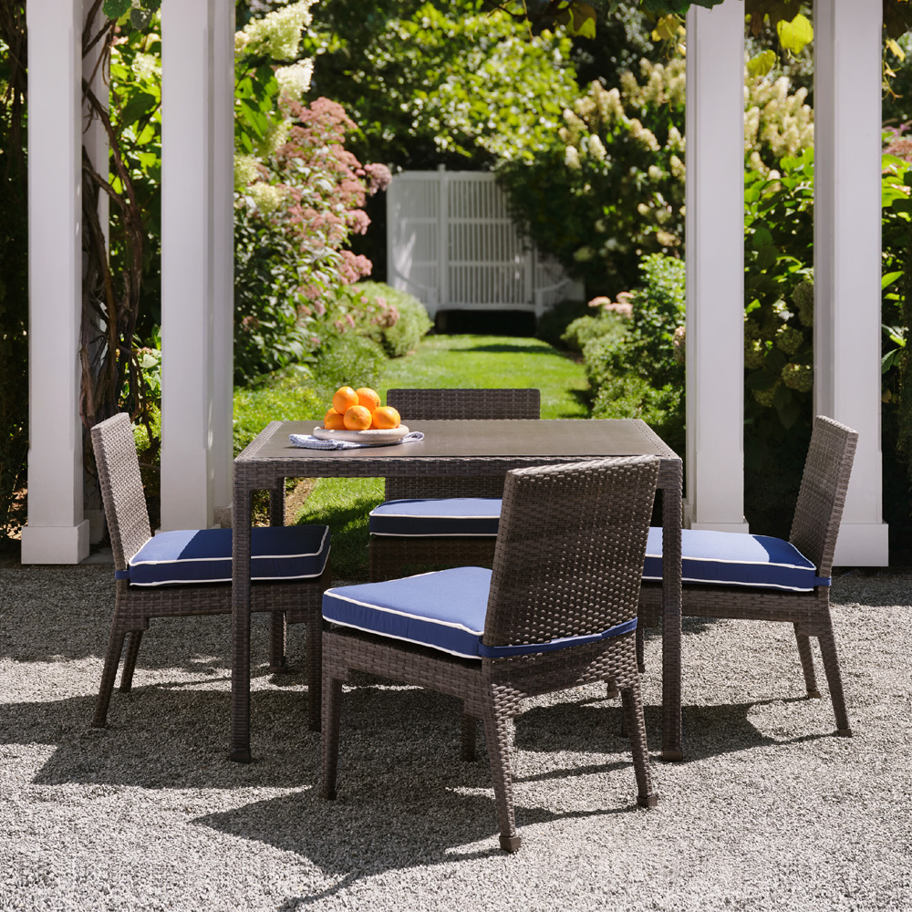 Woodard Lorenzo Square Outdoor Wicker Dining Set for 4 - WD-LORENZO-SET4