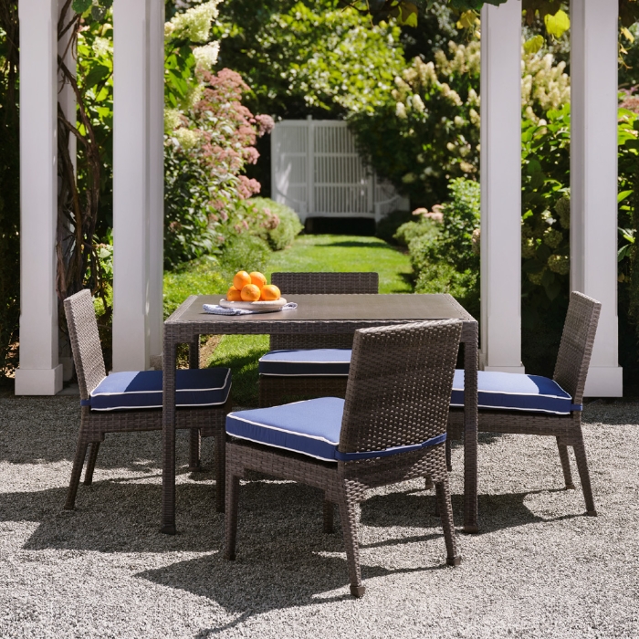 Woodard Lorenzo Square Outdoor Wicker Dining Set for 4 - WD-LORENZO-SET4
