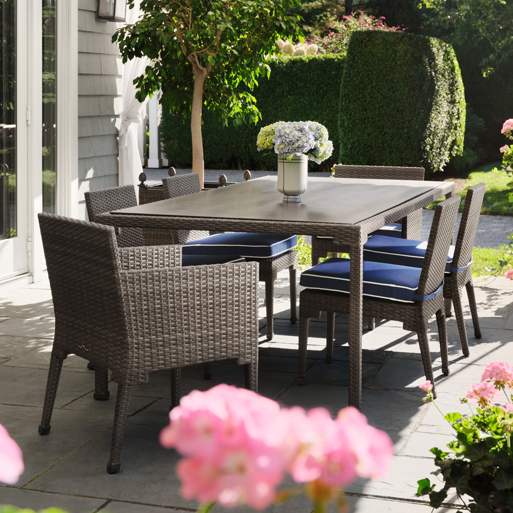 Woodard Lorenzo Outdoor Wicker Dining Set - WD-LORENZO-SET6