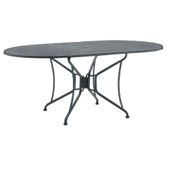 Woodard 42 inch by 72 inch Oval Premium Mesh Top RTA Umbrella Table - 190306