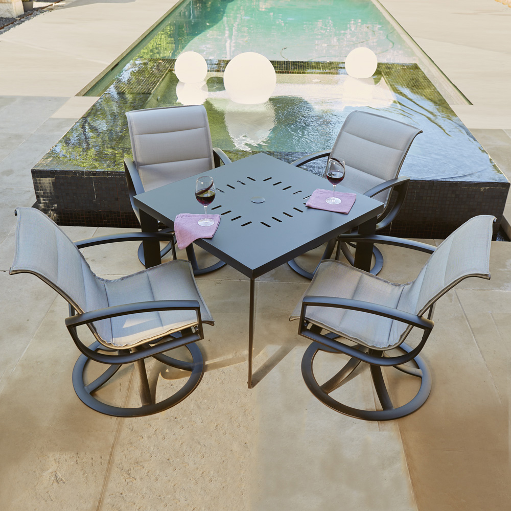 Metropolis Padded Sling Swivel Dining Arm Chair - 320572