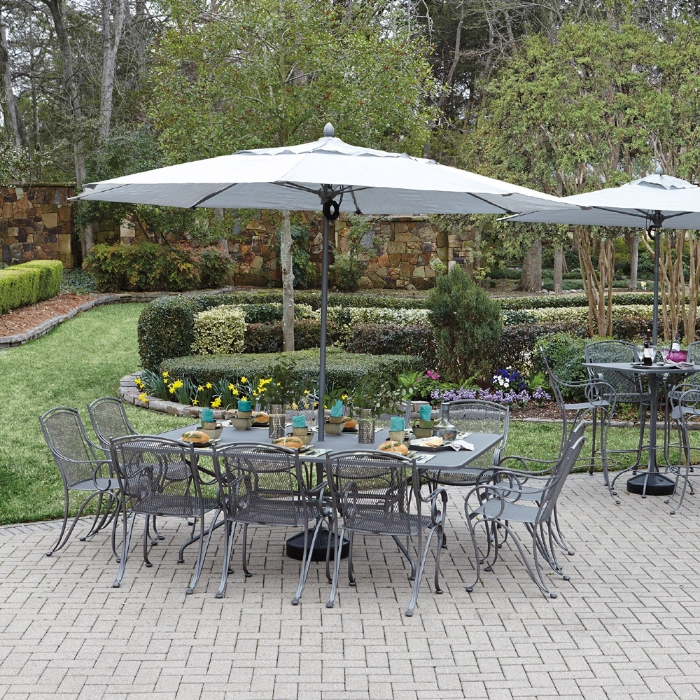 60" x 84" Premium Mesh Top RTA Umbrella Table with Seating for 10 - 190284