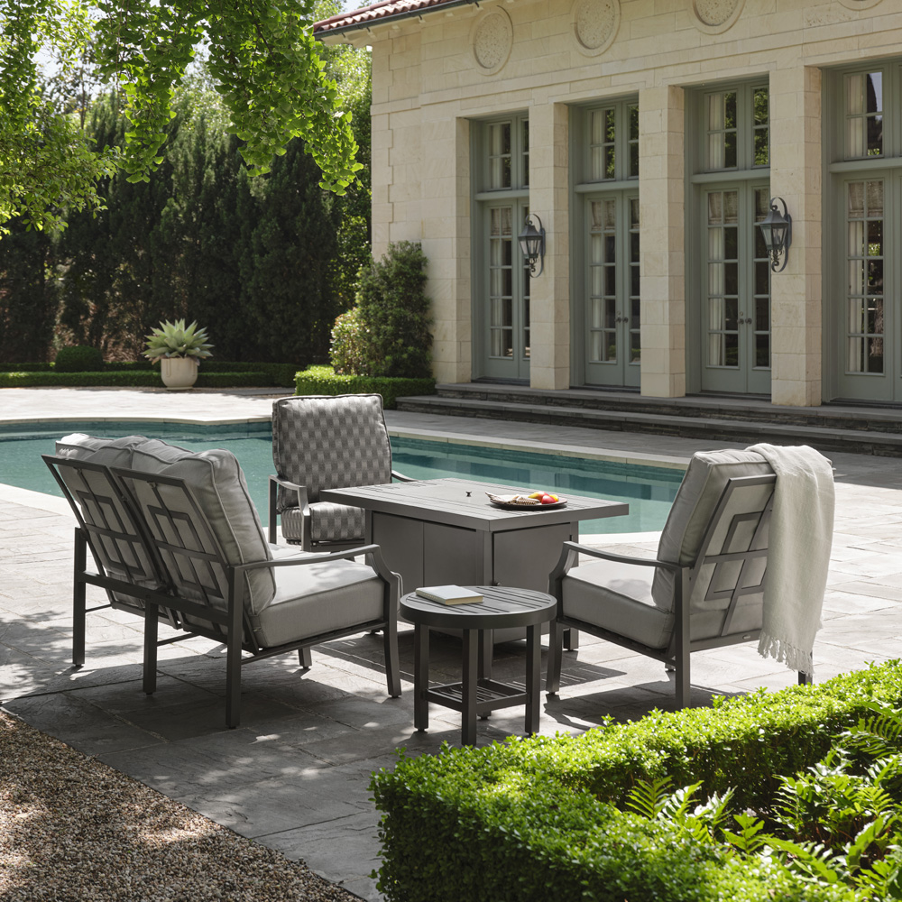 Woodard Nico Loveseat Fire Table Set - WD-NICO-SET1