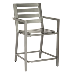 Woodard Palm Coast Slat Counter Stool with Arms - 1Y0471