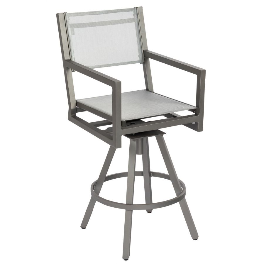 Woodard Palm Coast Sling Swivel Bar Stool With Arms - 570468