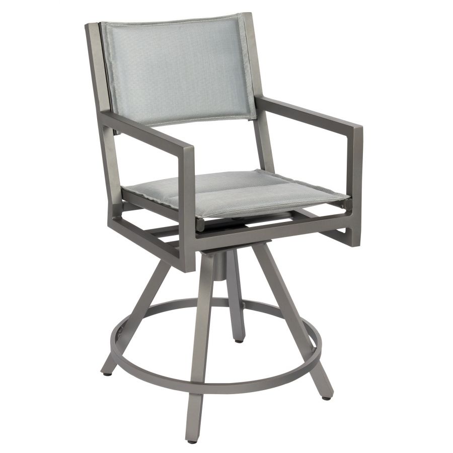 Woodard Palm Coast Padded Sling Swivel Counter Stool With Arms - 570569