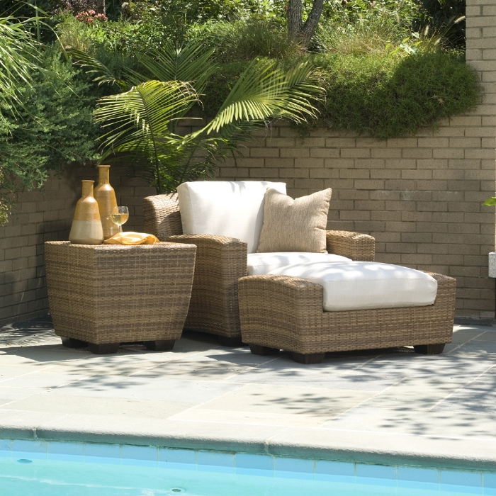 Warehouse Clearance Saddleback Wicker Lounge Chair and Ottoman Set - WD-SADDLEBACK-WH2