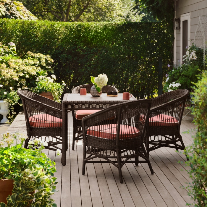 Woodard San Michele Brown Wicker Square Dining Set - WD-SANMICHELE-SET1