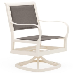 Woodard Scala Padded Sling Dining Swivel Arm Chair - 5S0572
