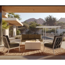 Woodard Scala Patio Set with Essence Fire Table - WD-SCALA-SET1