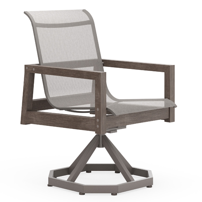 Woodard Sierra Sling Swivel Rocking Dining Chairs bark