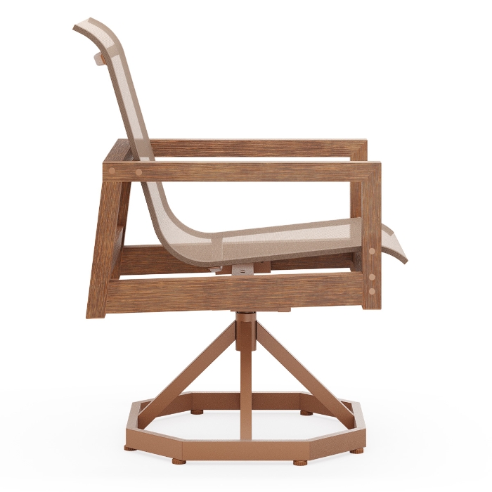 Woodard Sierra Sling Swivel Rocking Dining Chairs side