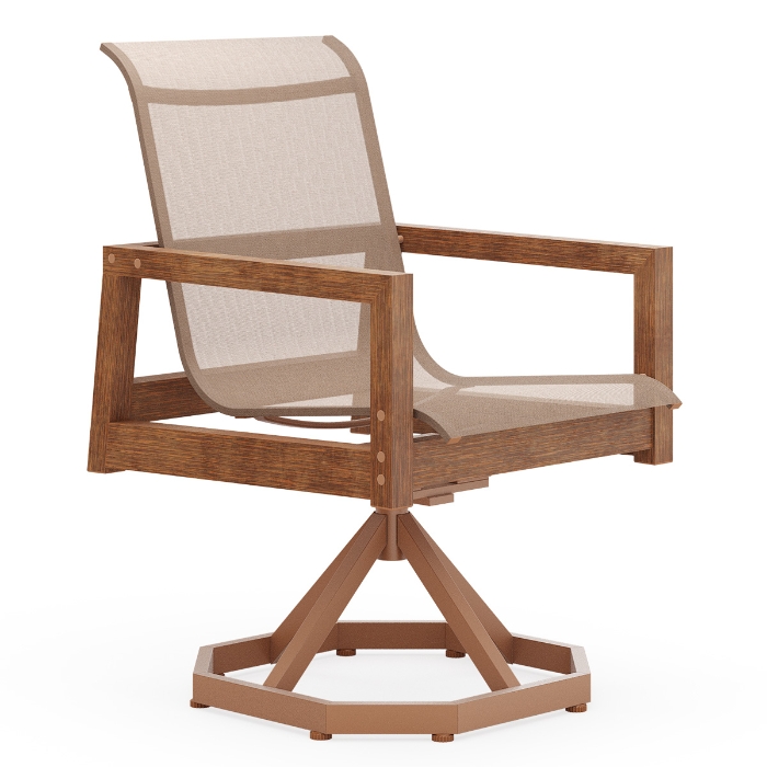 Woodard Sierra Sling Swivel Rocking Dining Chairs