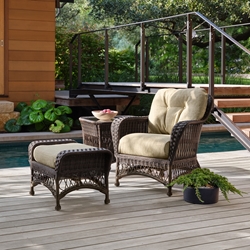 Woodard Sommerwind Outdoor Wicker Lounge Chair with Ottoman and Side Table - WD-SOMMERWIND-SET4