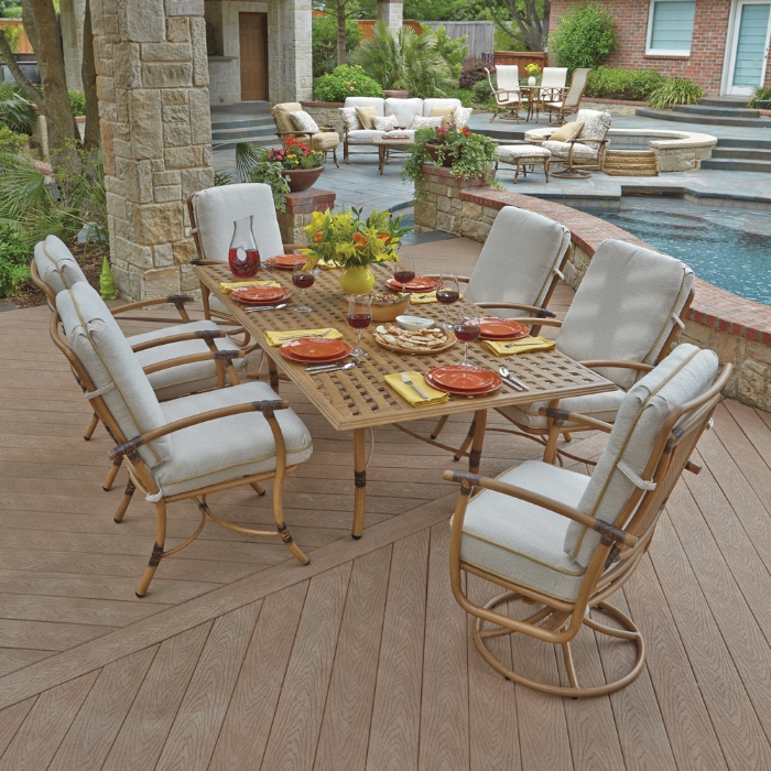 Thatch 36" x 48" Rectangular  Dining Umbrella Table with Tribeca Base set