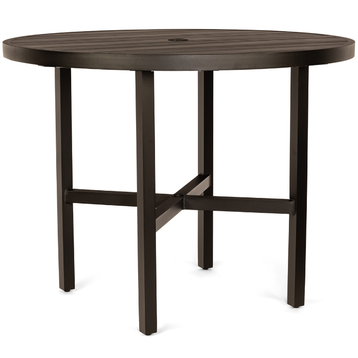Woodard Tri-Slat 60" Round Bar Height Umbrella Table with Elite Base - 4V6600-02660