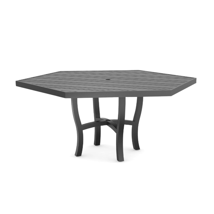 Woodard Tri-Slat 60" Hexagonal Dining Umbrella Table with Carson Base - 5P4800-02662