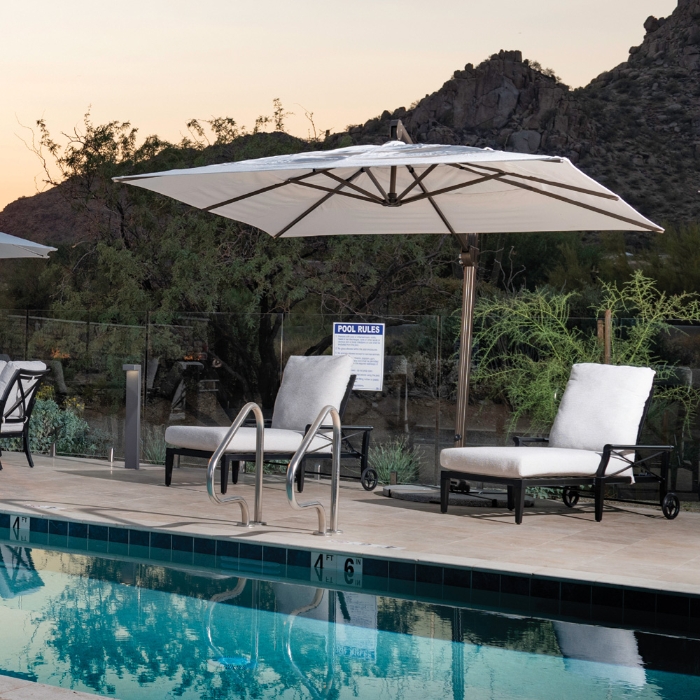 Cantilever 10' Square Umbrella with 18" Tile Bases - 10SQCL