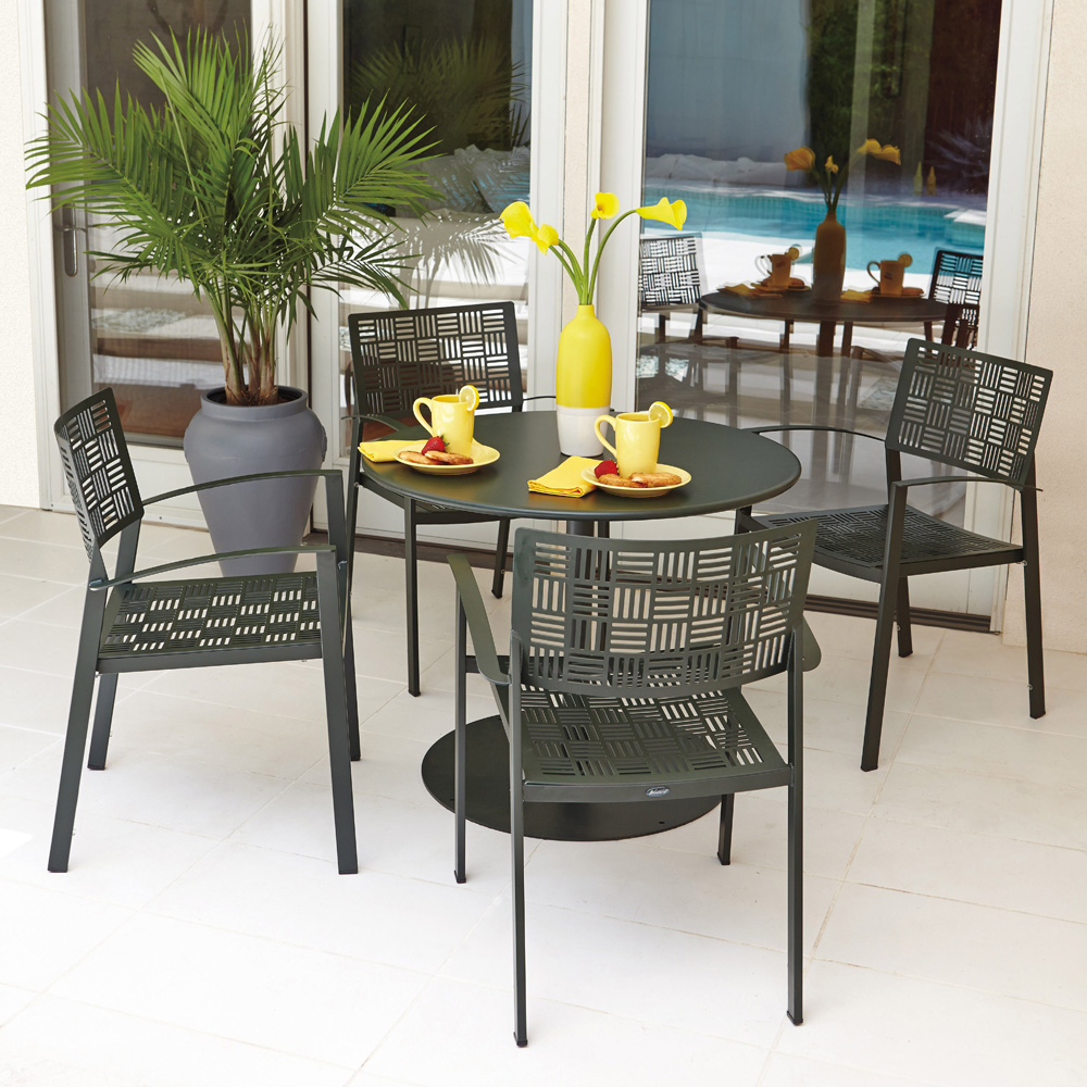 Woodard New Century Modern Iron 5 Piece Dining Set - WD-IRON-SET6
