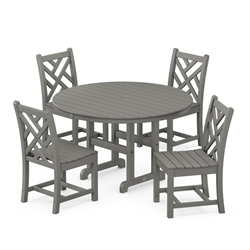 Polywood Chippendale Dining Set with Round Table and 4 Armless Chairs - PWS650-1