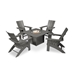 Modern Curveback Adirondack Patio Set with Fire Pit Table - PWS412-1